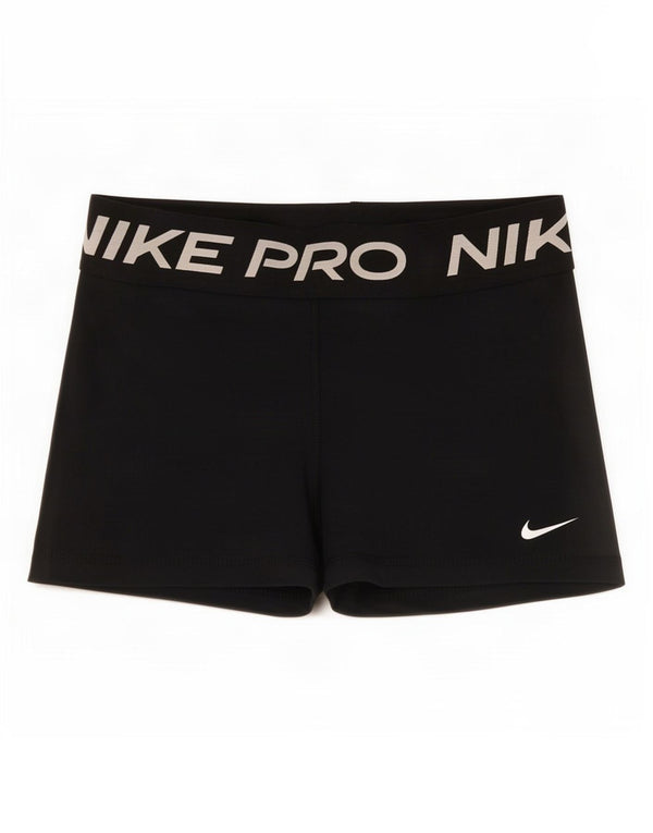 Nike Dame Dri Fit grafiske sportsshorts UK 8 Small Black Polyester