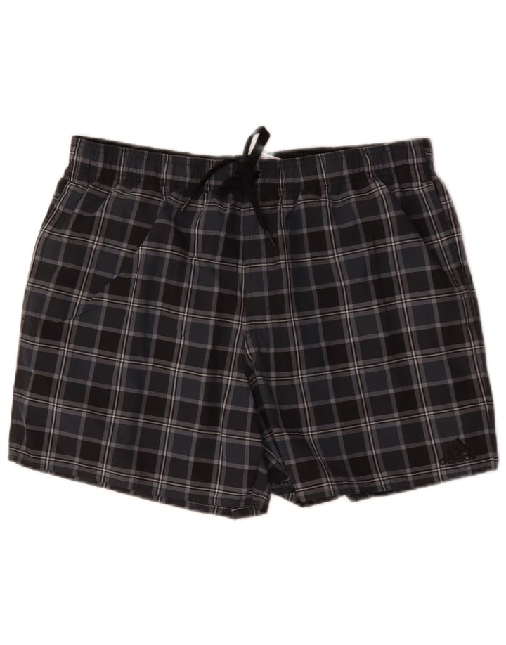 Adidas Badeshorts til mænd, store sorte ternet polyester