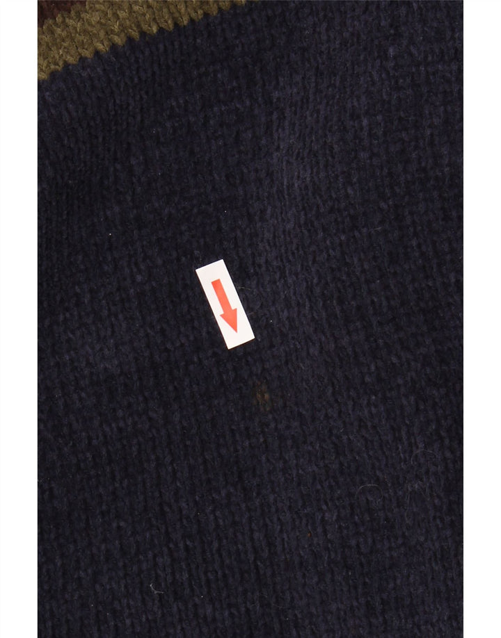 Marks & Spencer Herre Turtle Neck Jumper Sweater XL Navy Blue Colourblock