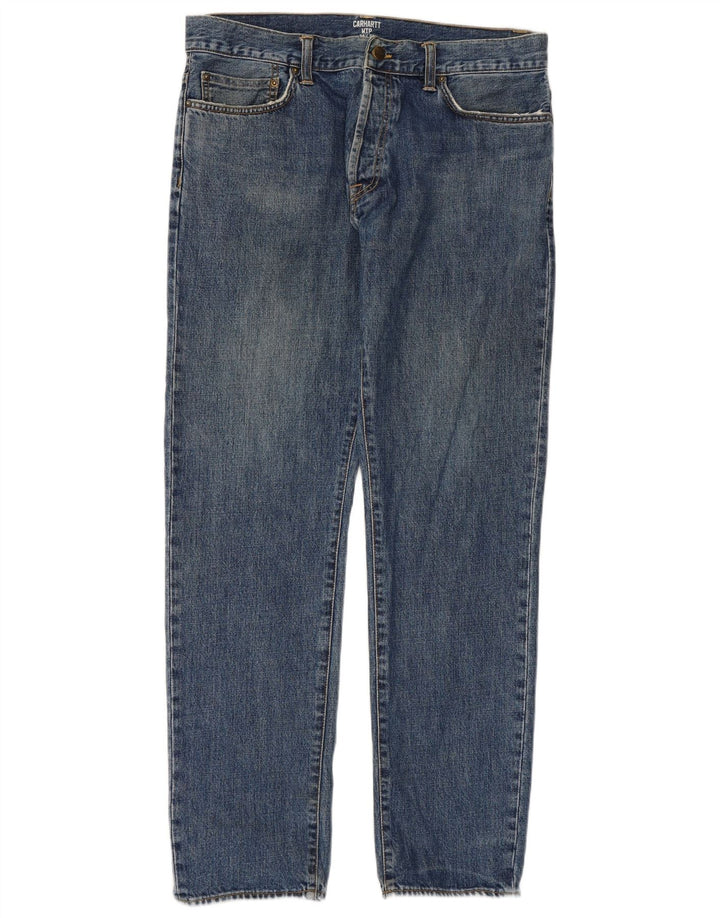 CARHARTT Straight jeans til mænd W34 L32 blå bomuld