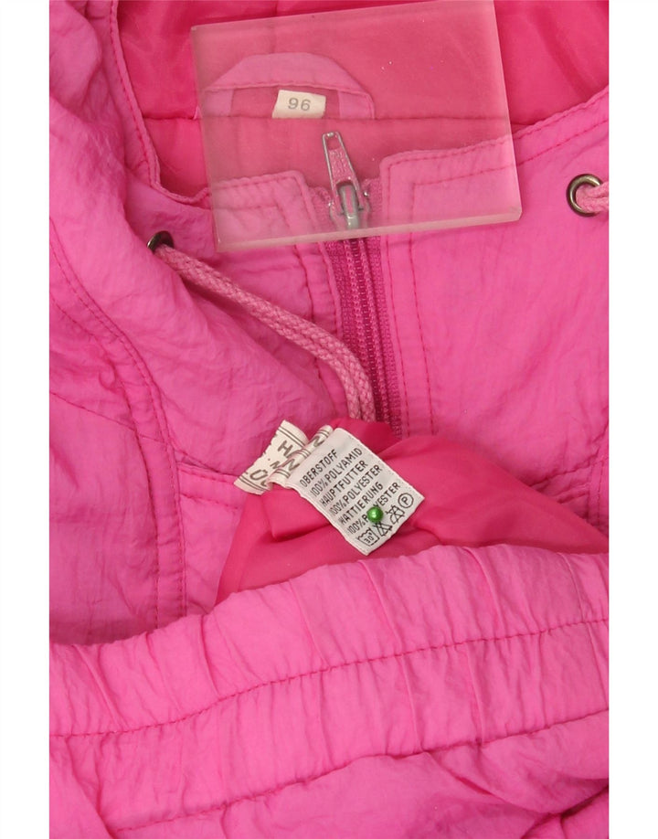 Vintage hættejakke til kvinder oversize polstret jakke UK 24 4XL Pink Polyamid