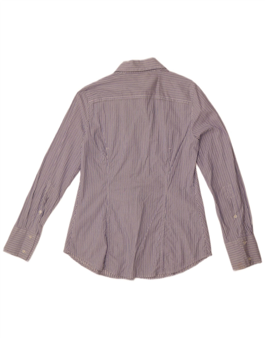 Benetton Dameskjorte UK 14 Mellemblå nålestribet bomuld