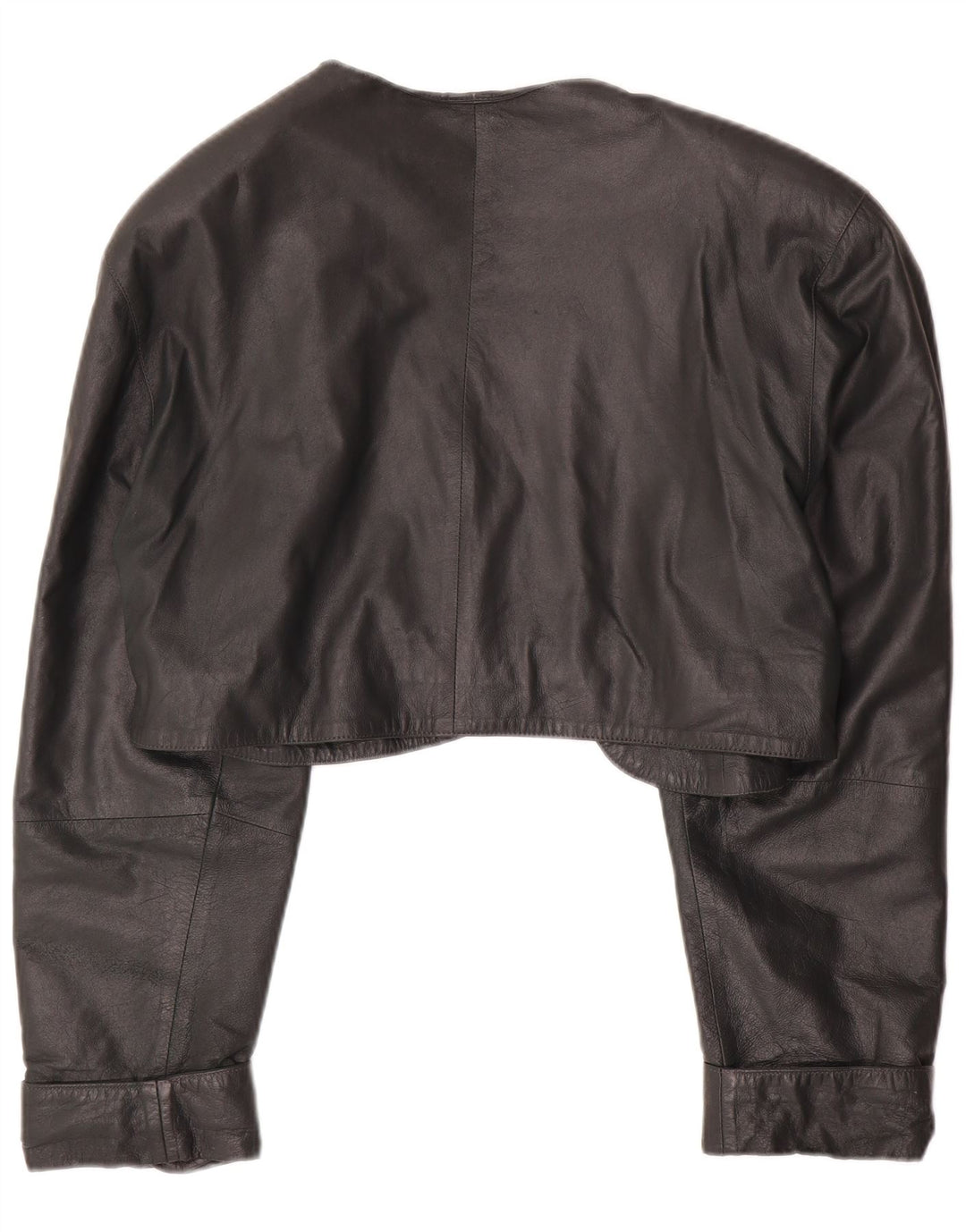VINTAGE Læder Bolerojakke til kvinder UK 14 Medium Grøn