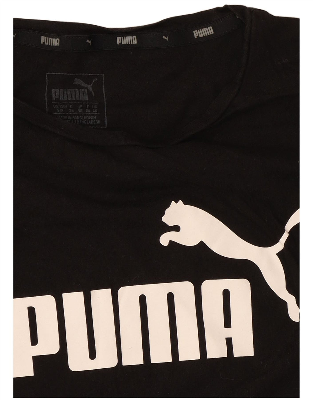 Puma Graphic T-Shirt Top UK 10 Small Black