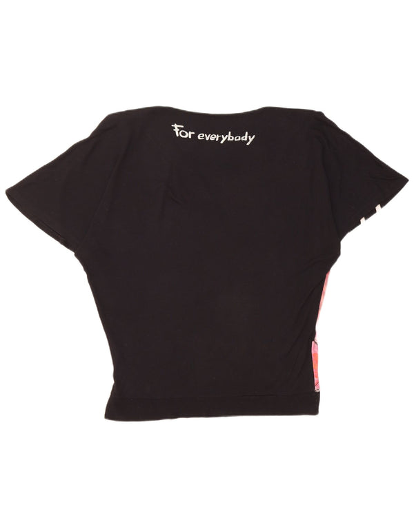 Desigual Kvinder Oversized Grafisk T-Shirt Top UK 10 Small Black Floral