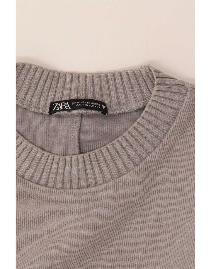 Zara Dame Loose Fit Bluse Top UK 14 Medium Grå