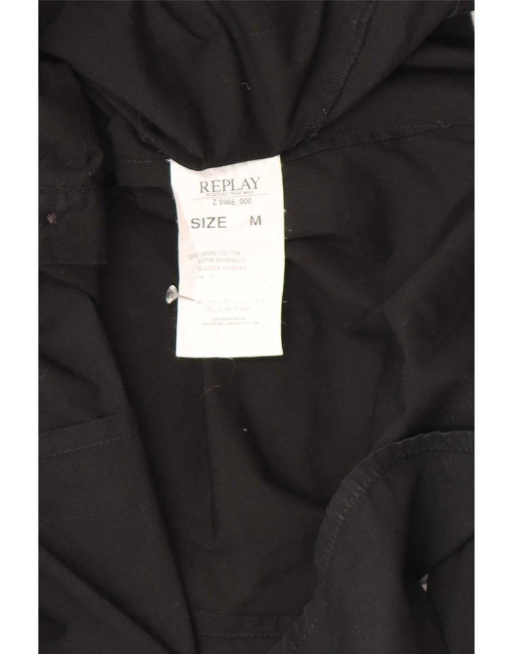 Replay Dame grafisk skjorte UK 14 Medium Sort Bomuld