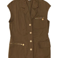 MONDI Dame ærmeløs 4-knaps blazerjakke EU 38 Medium Khaki Bomuld