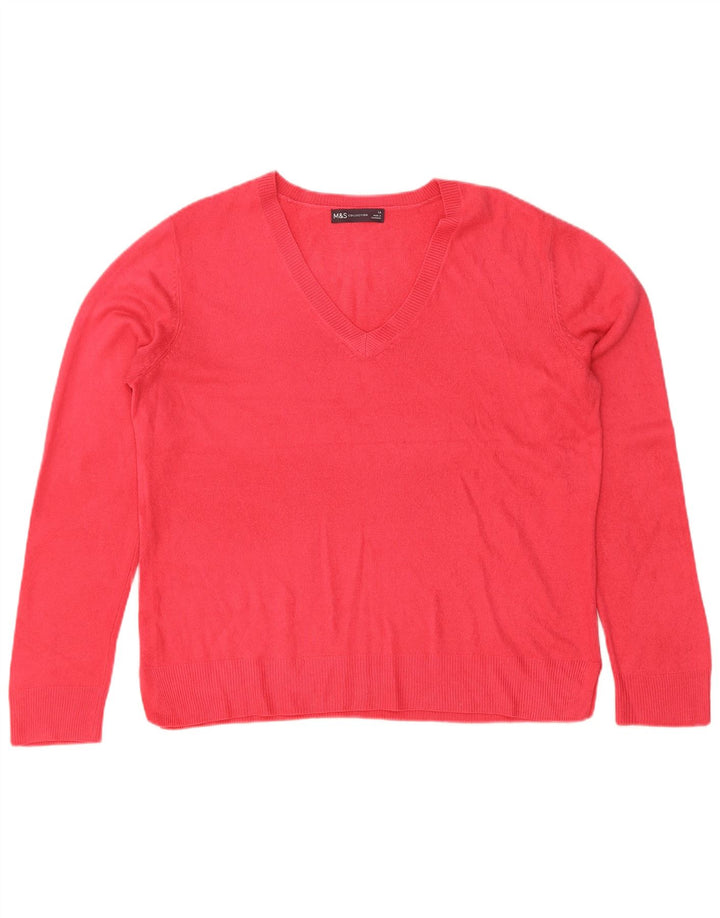 Marks & Spencer Dame V-hals sweater UK 14 Large Red