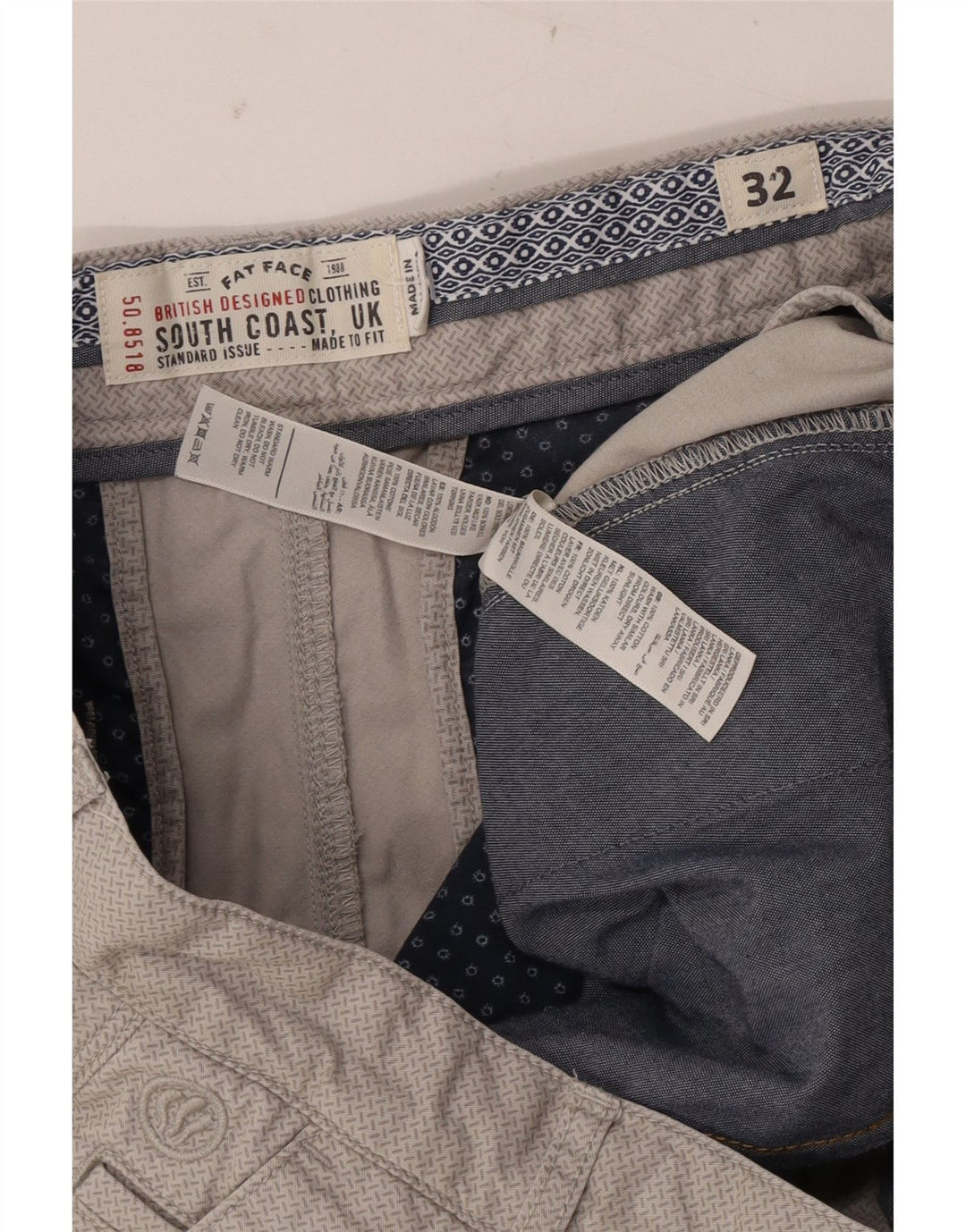 Fat Face Herre Chino Shorts W32 Medium Grey Bomuld