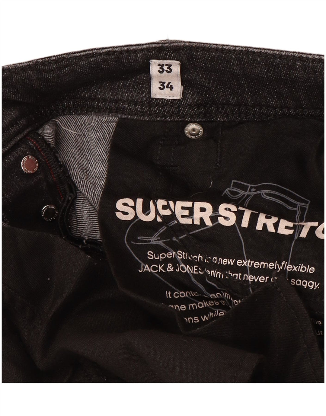 JACK & JONES Mens Distressed Slim Jeans W33 L34 Black Cotton