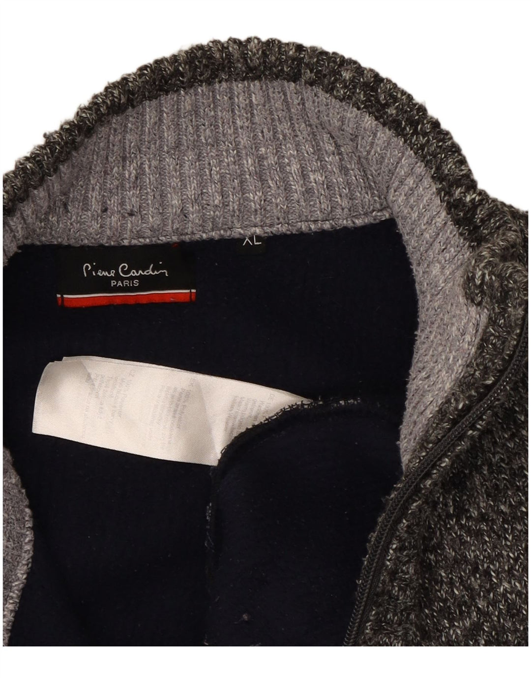 Pierre Cardin Herre Zip Neck Jumper Sweater XL Grå Stribet Polyester