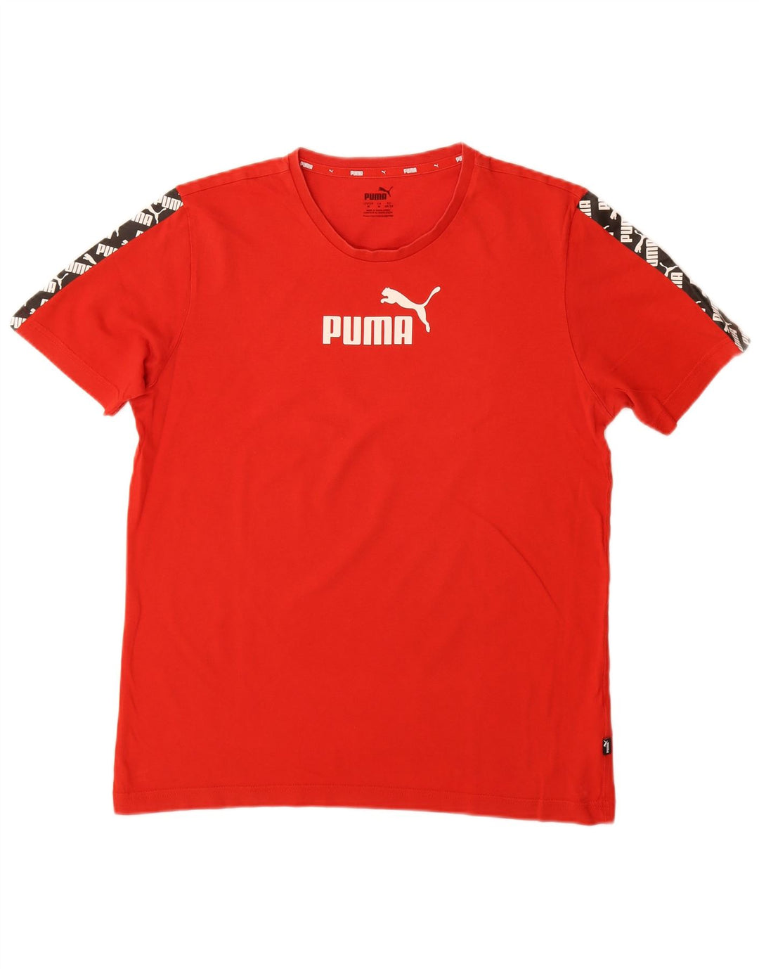 PUMA Herre grafisk T-shirt Top Medium Rød Colourblock Bomuld