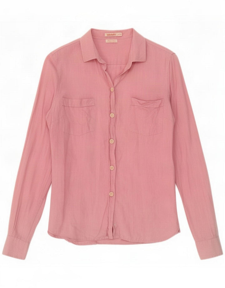 Timberland Womens Shirt UK 10 Small Pink Linen
