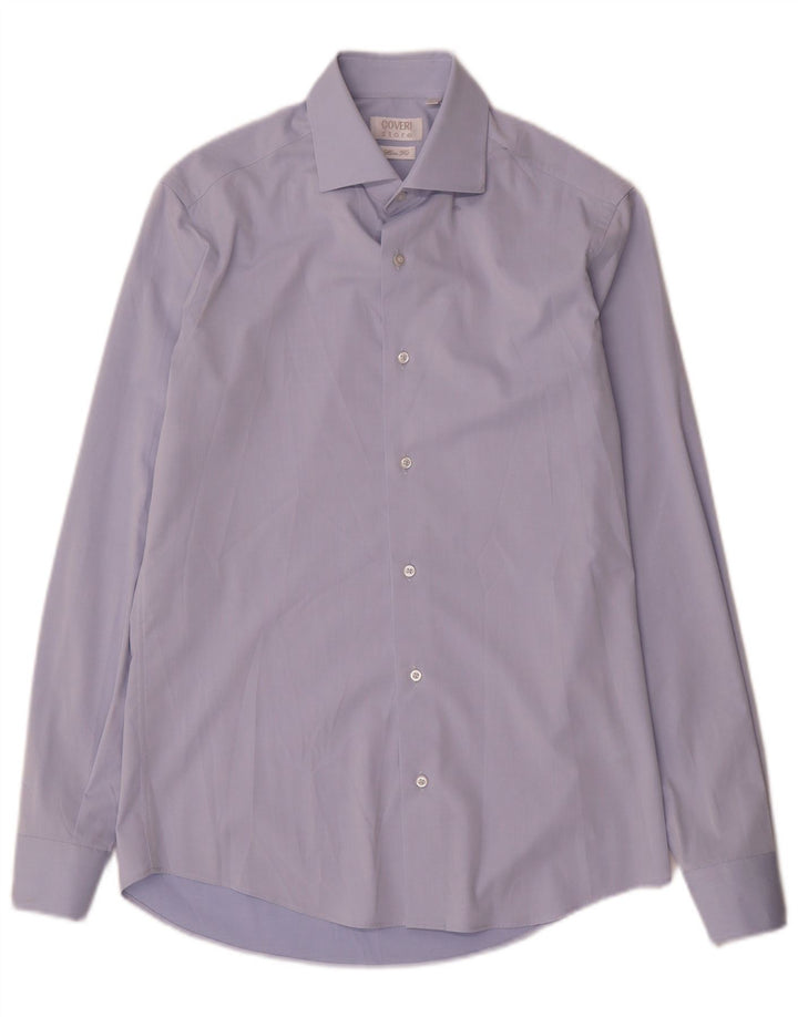 Coveri Herre Slim Fit Skjorte Størrelse 38 15 Medium Blue Microfibers