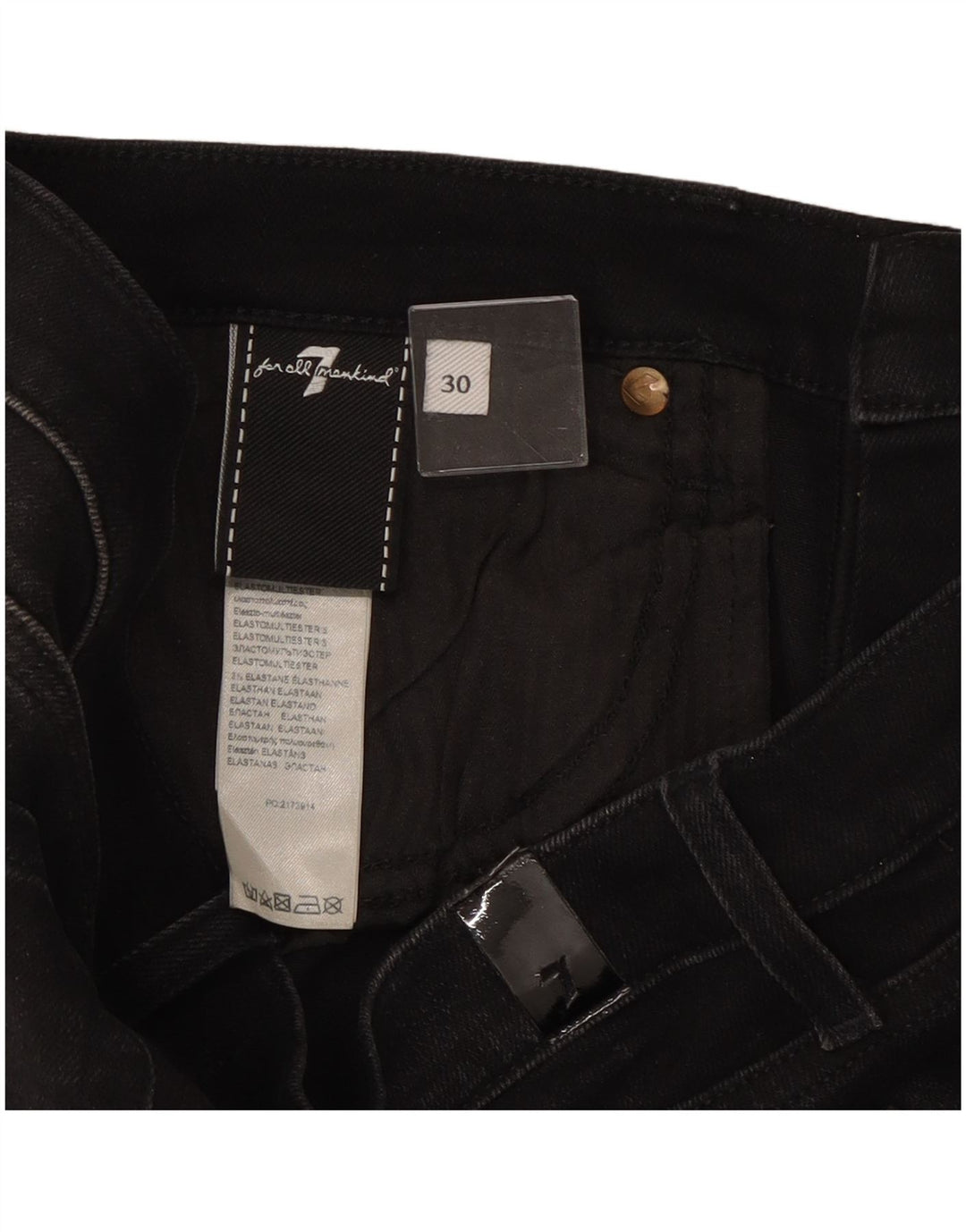 7 For All Mankind Kvinder Slim Jeans W30 L27 Sort Bomuld