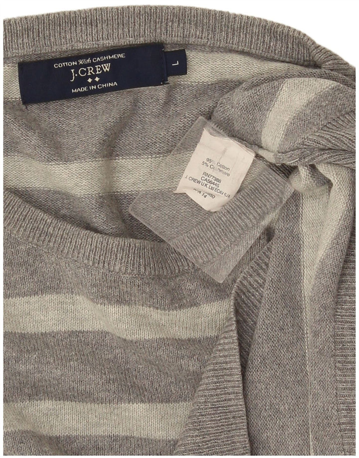 J. Crew Herre sweater med rund hals, stor grå stribet bomuld