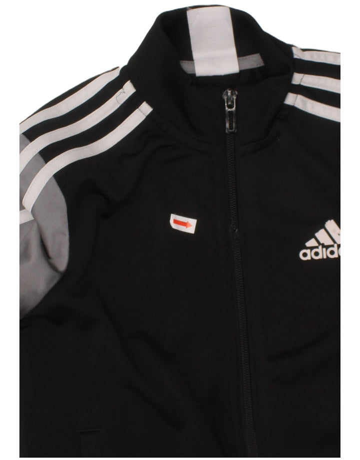 ADIDAS Boys Tracksuit Top Jacket 5-6 Years Black Colourblock