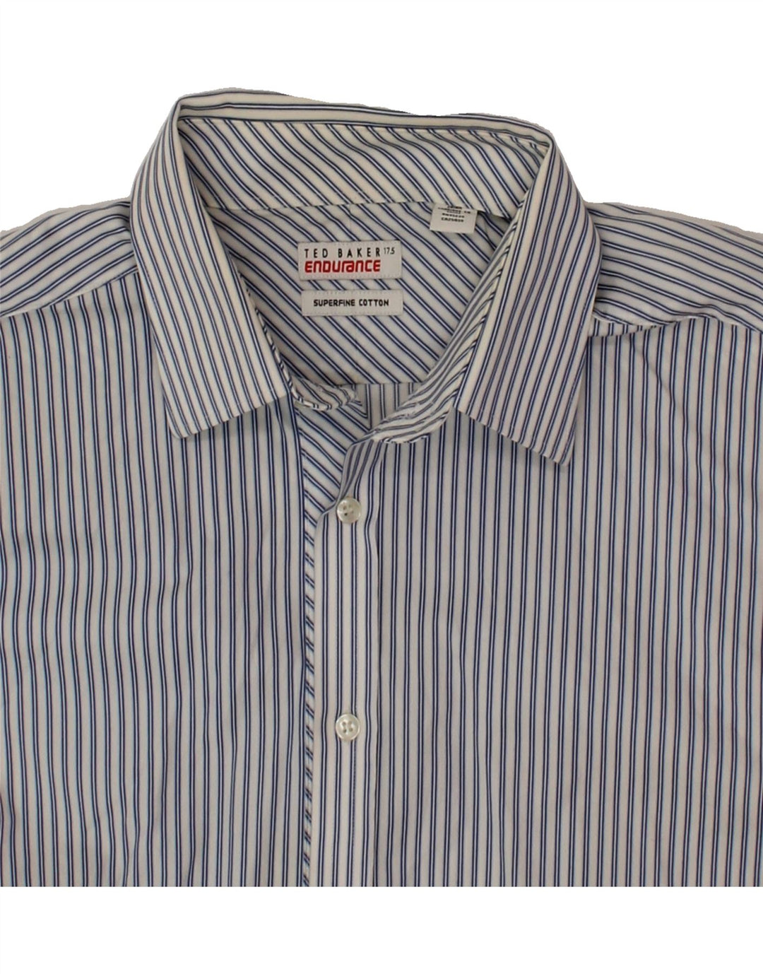 TED BAKER Mens Formal Shirt Size 17 1/2 XL Blue Striped Cotton Vintage Ted Baker and Second-Hand Ted Baker from Messina Hembry 