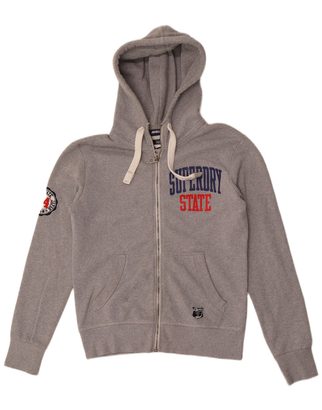 SUPERDRY Herre grafisk hættetrøje med lynlås Stor grå polyester