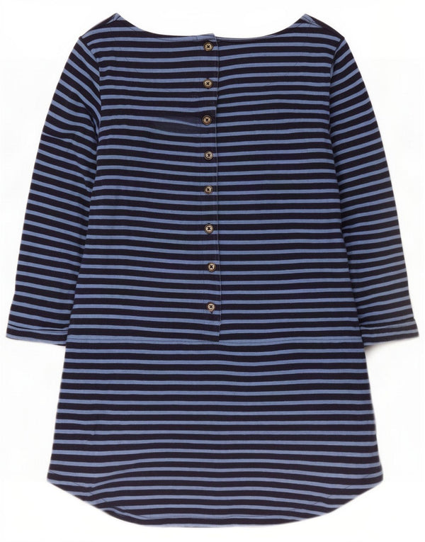 White Stuff Dame 3/4-ærmet T-shirtkjole UK 10 Small Navy Blue Stribet