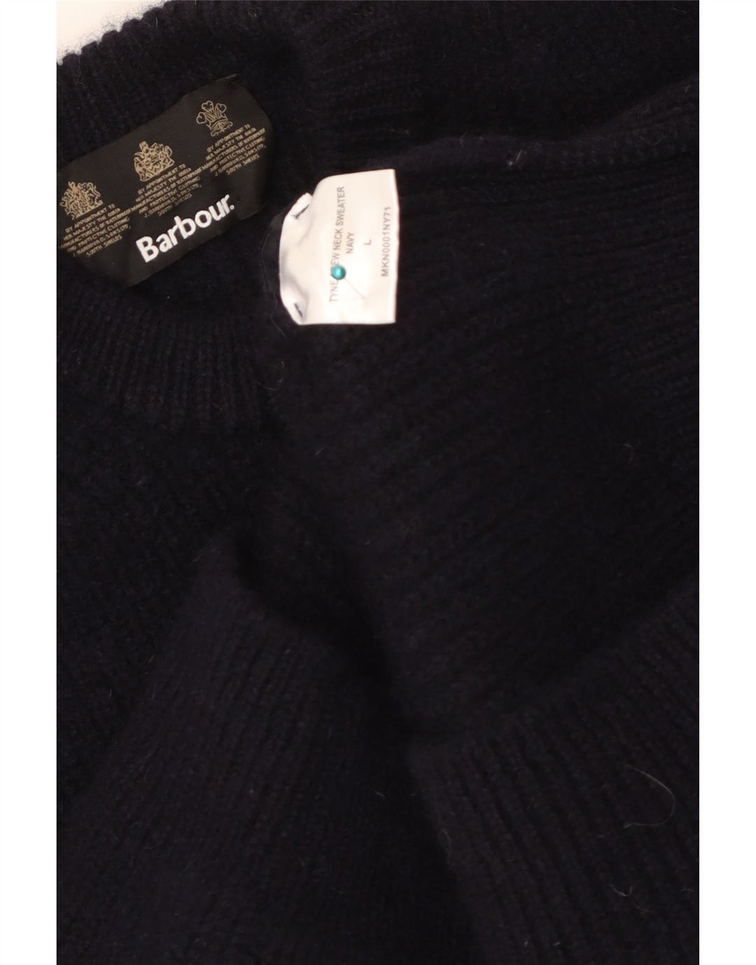 Barbour Herre Crew Neck Jumper Sweater Large Navy Blue New Wool