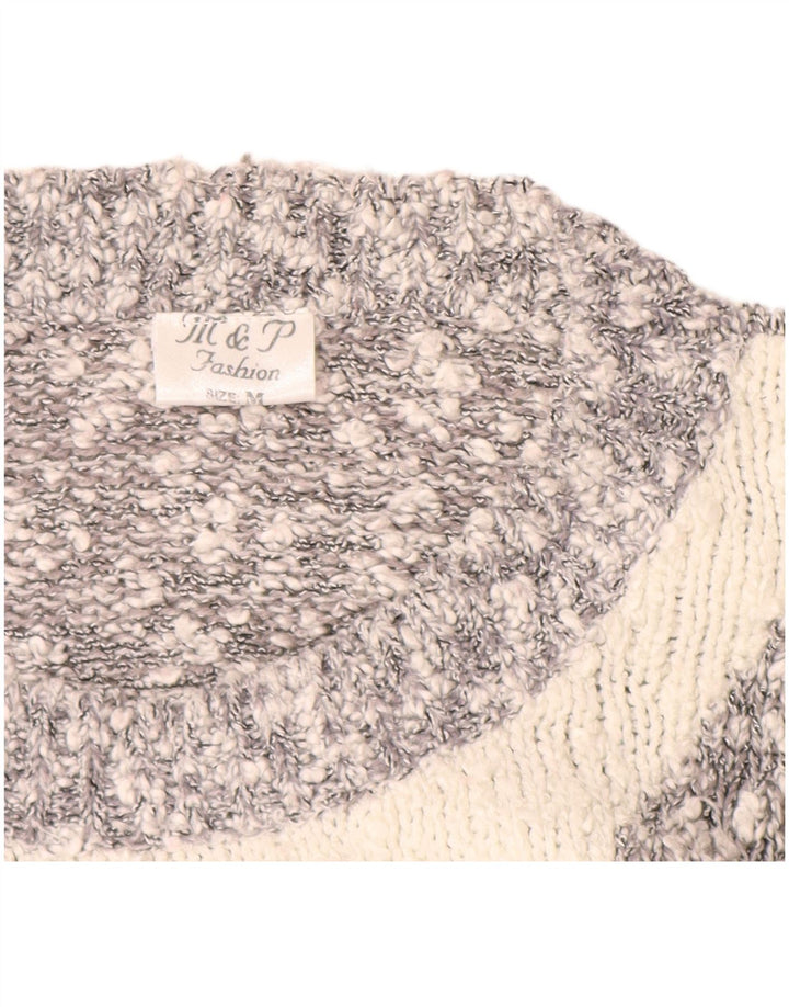 VINTAGE Dame sweater med rund hals, UK 14 Medium Grey Colourblock
