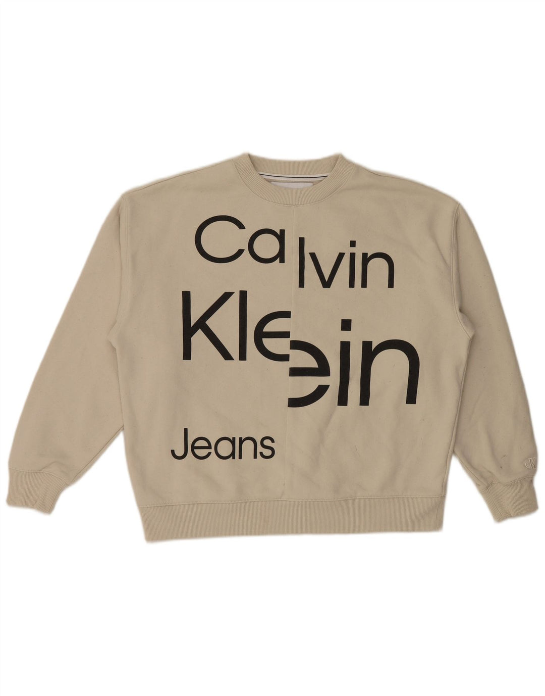 Calvin Klein Jeans Herre Grafisk Sweatshirt Jumper Medium Hvid Bomuld