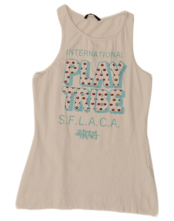 Carrera Kvinder Grafisk Vest Top UK 8 Small White Bomuld