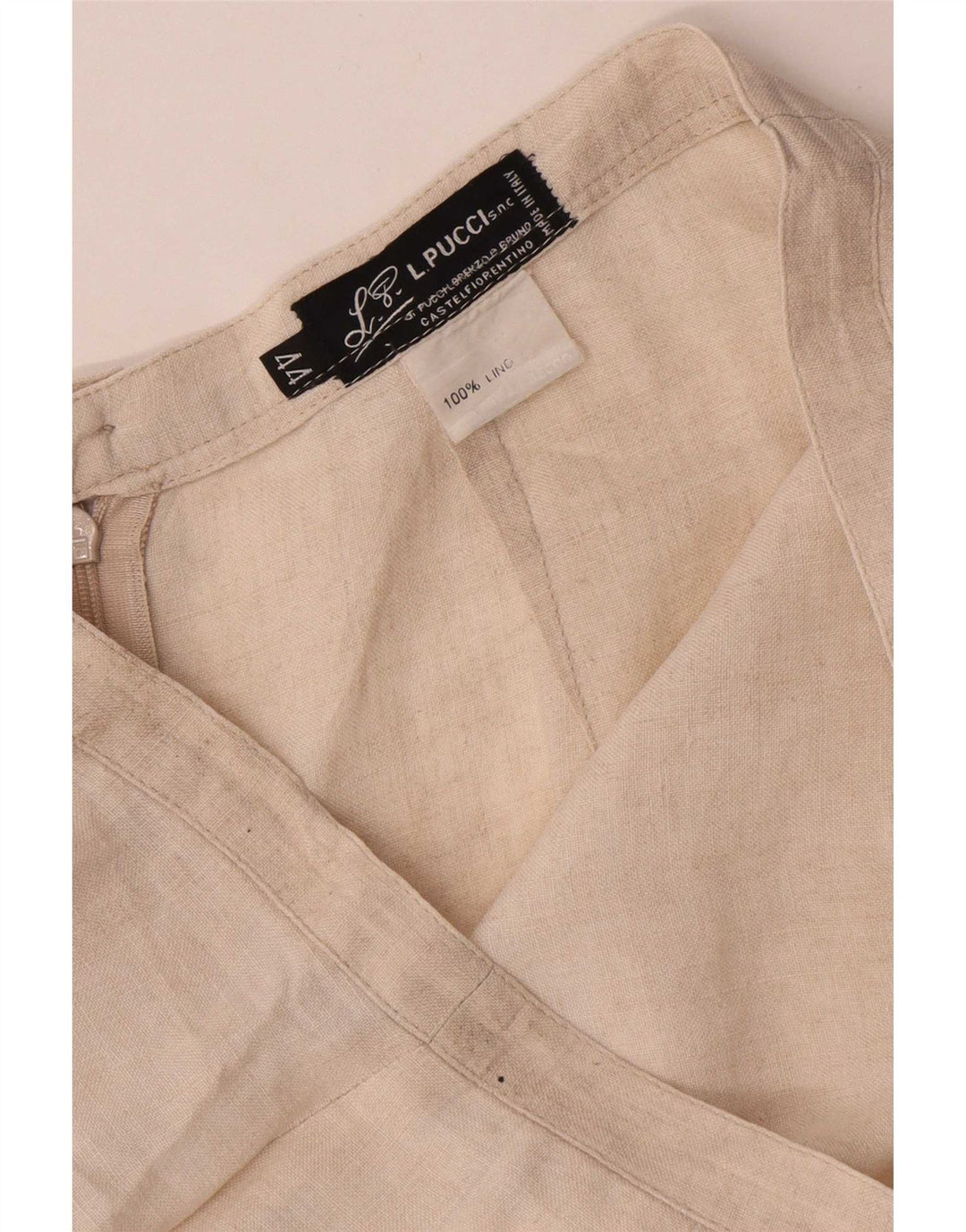 L.Pucci Dame Midi Nederdel IT 44 Medium W28 Beige Linned