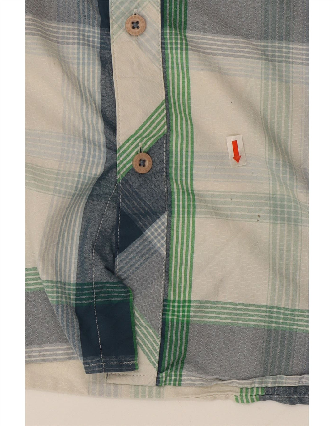 EDDIE BAUER Mens Classic Fit Short Sleeve Shirt Medium Blue Check Nylon Vintage Eddie Bauer and Second-Hand Eddie Bauer from Messina Hembry 
