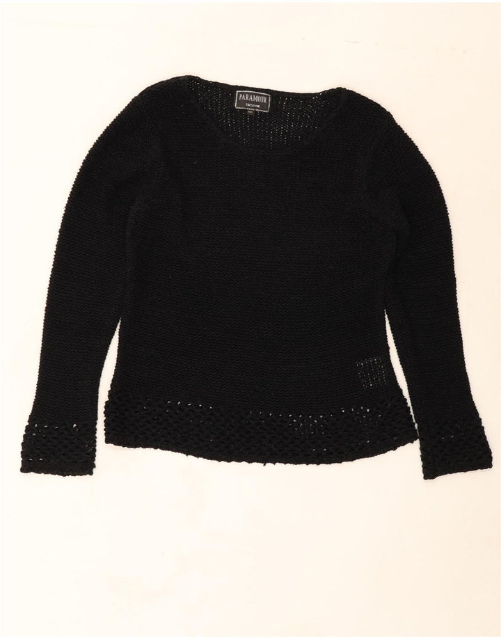 PARAMOUR Womens Boat Neck Jumper Sweater UK 14 Medium Black Acrylic Vintage Paramour and Second-Hand Paramour from Messina Hembry 