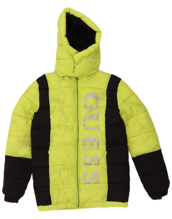 Guess Boys grafisk polstret hættejakke 15-16 år Grøn Colourblock