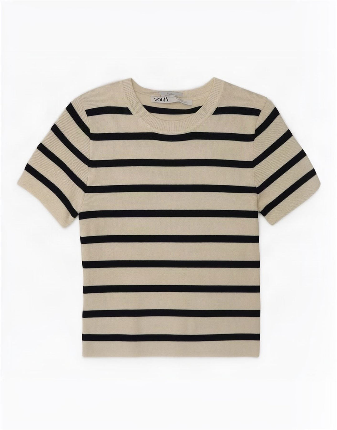 Zara Womens Crop Top UK 12 Mellem hvid stribet