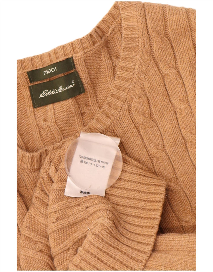 EDDIE BAUER Dame Cardigan Sweater UK 12 Medium Beige Bomuld