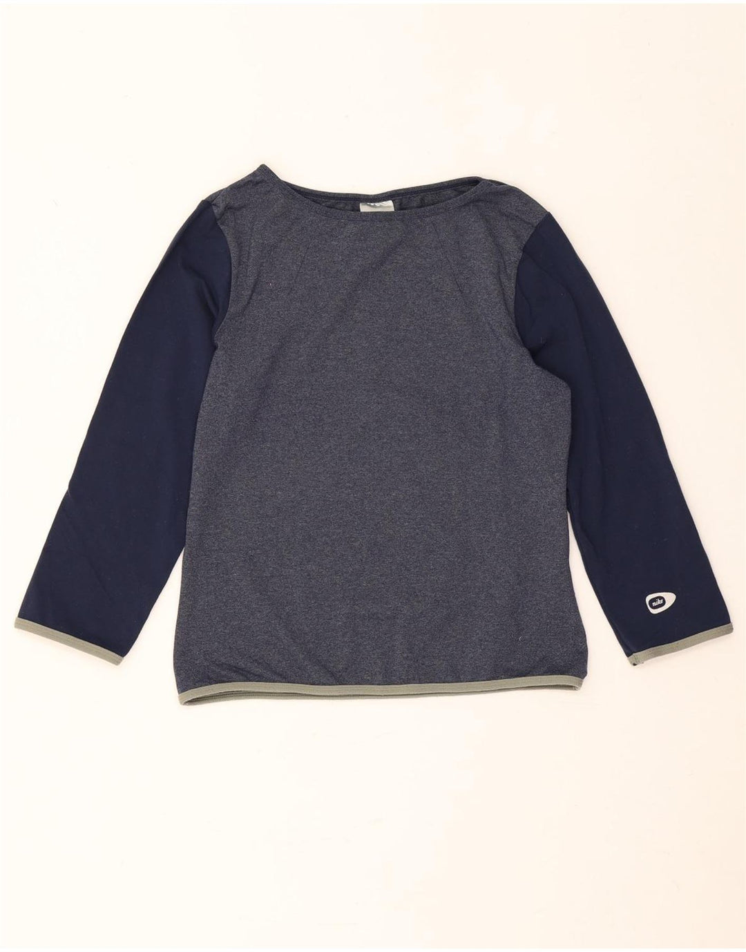 Nike Dame Top Langærmet US 4/6 Small Navy Blue Colourblock Nylon