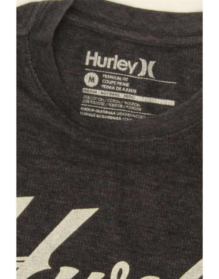 HURLEY Mens Premium Fit Graphic Top Long Sleeve Medium Grey Cotton Vintage Hurley and Second-Hand Hurley from Messina Hembry 