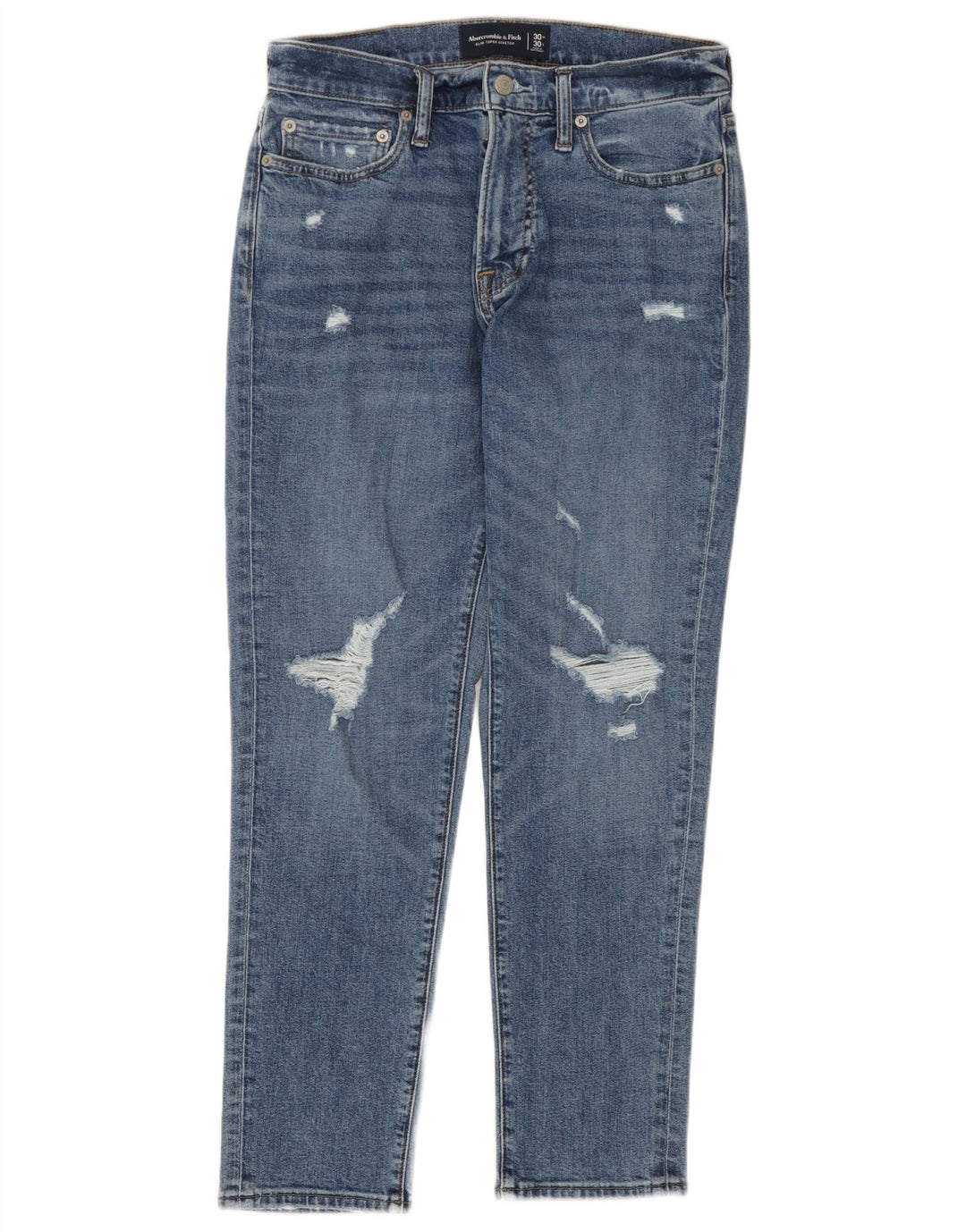 Abercrombie & Fitch Dame Stretch Distressed Slim Jeans W30 L27 Blå