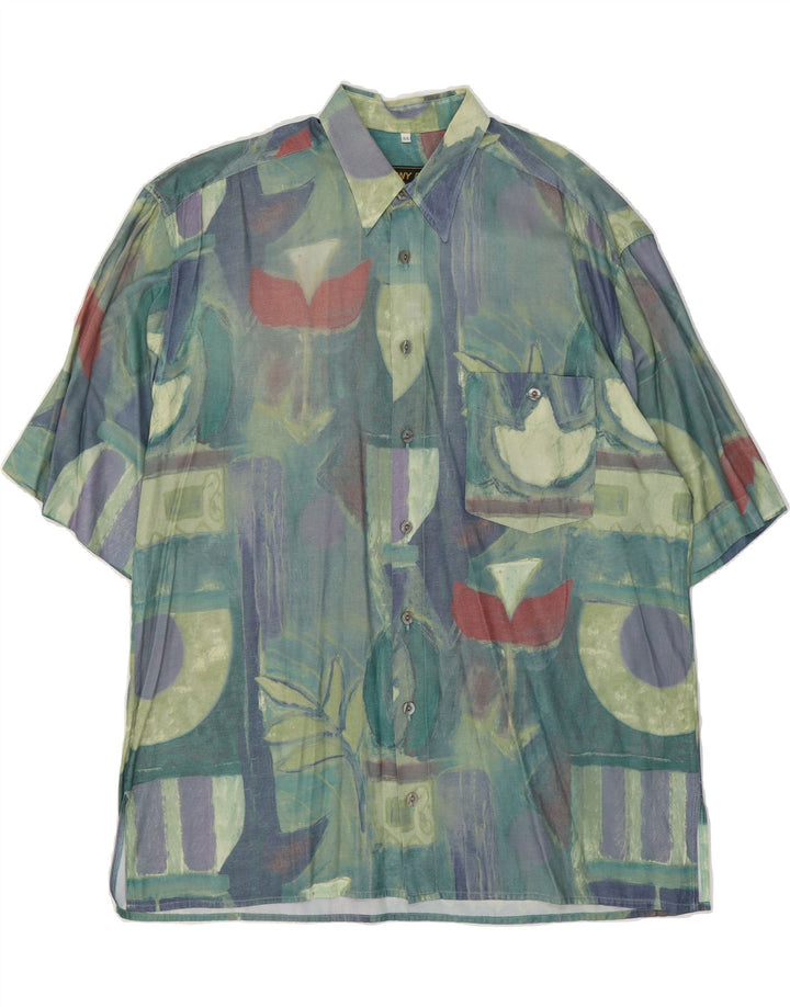 TONY. D Mens Short Sleeve Shirt Size 42 Large Blue Patchwork Vintage Tony. D and Second-Hand Tony. D from Messina Hembry 