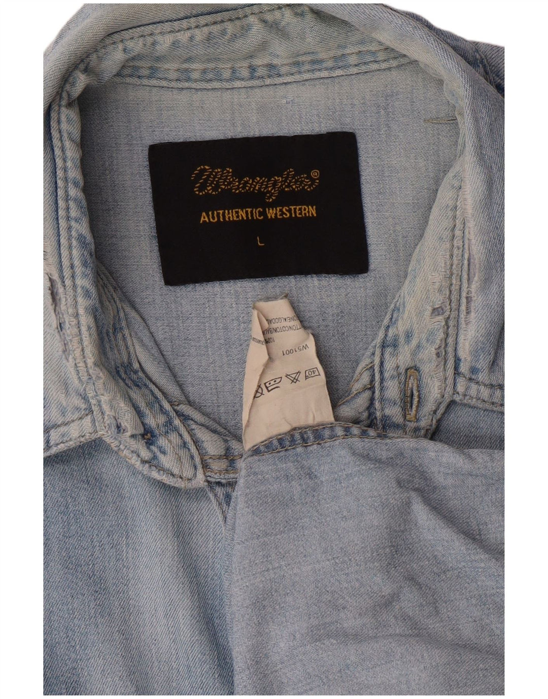 WRANGLER Denimskjorte til mænd Stor blå bomuld