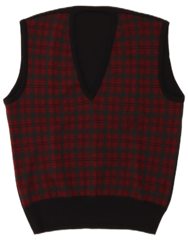 Vintage Mens Vest Tank Top Small Red Check