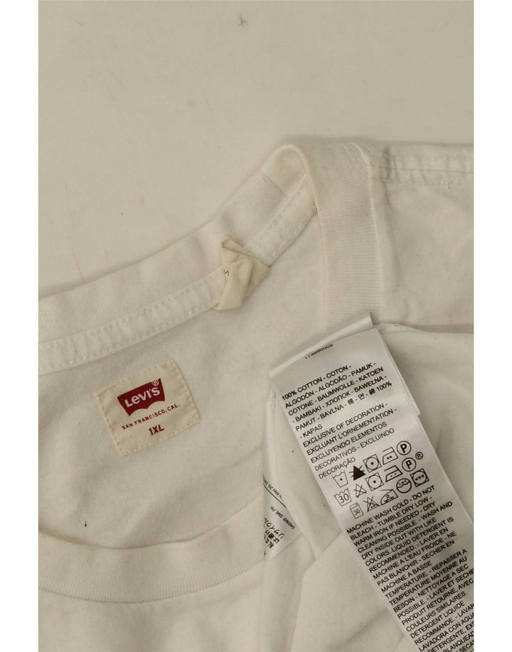 Levi's Dame T-Shirt Top UK 18 XL Hvid Bomuld