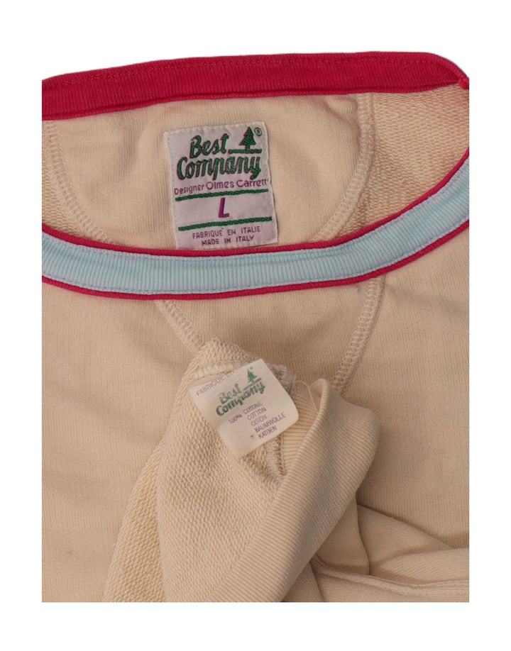 Bedste Firma Herre Grafisk Kortærmet Sweatshirt Jumper Stor Beige Bomuld