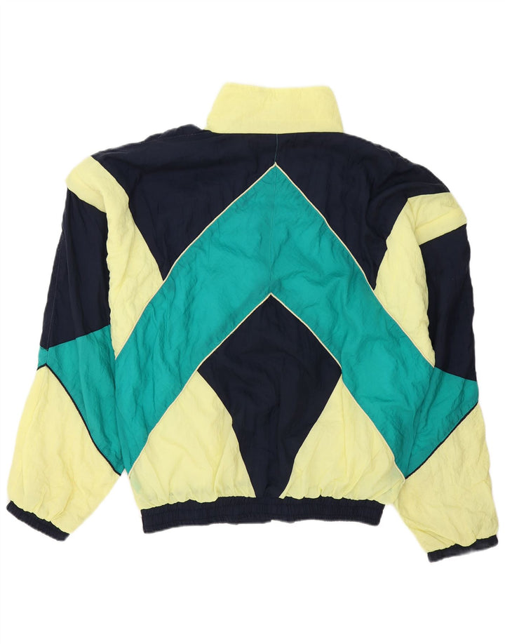 VINTAGE Herre grafisk træningsdragt Topjakke Stor flerfarvet Colourblock