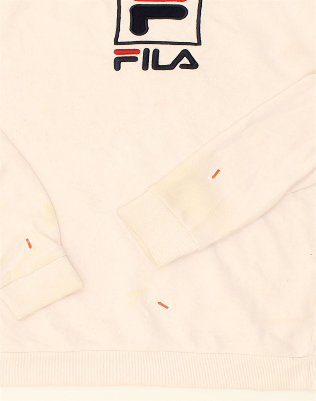FILA Womens Sweatshirt Jumper UK 10 Small White Cotton | Vintage Fila | Thrift | Second-Hand Fila | Used Clothing | Messina Hembry 