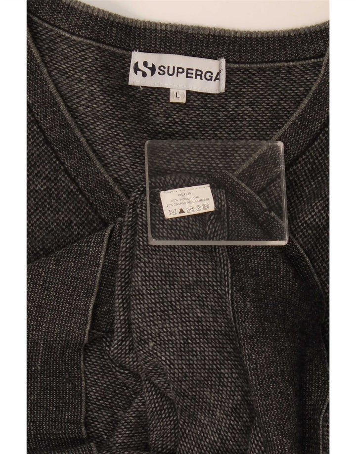 Superga Herre V-hals sweater Stor grå uld