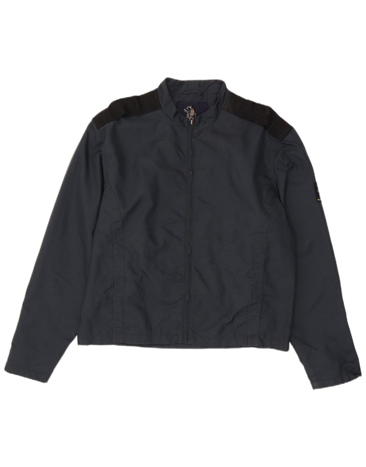 Refrigue Herre Bomber Jacket UK 44 2XL Navy Blue Colourblock Nylon
