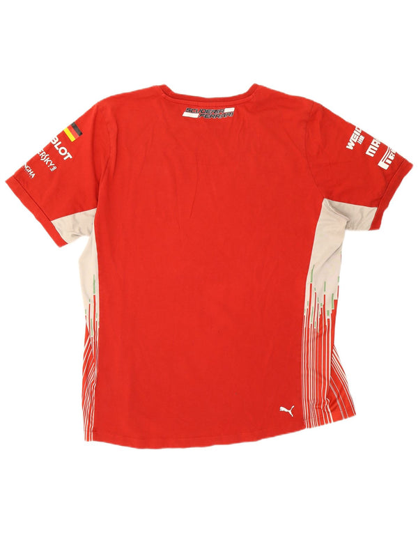 Puma Herre Ferrari Grafisk T-Shirt Top XL Rød Bomuld