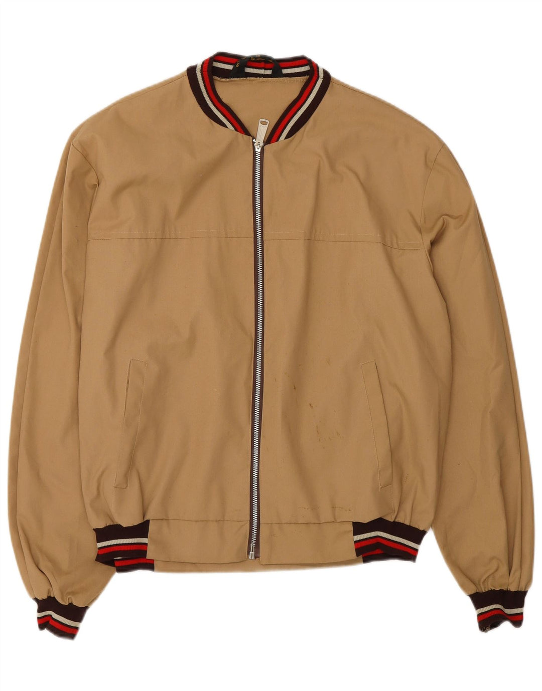 VINTAGE Bomberjakke til mænd IT 48 Medium Beige Bomuld