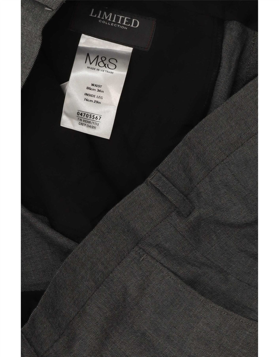 Marks & Spencer Straight Suit Bukser til mænd W34 L29 Grå polyester
